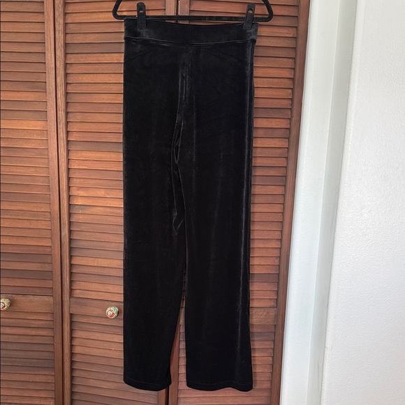 SPANX Black Velvet Split Hem Wide Leg Pants - Picture 7 of 9